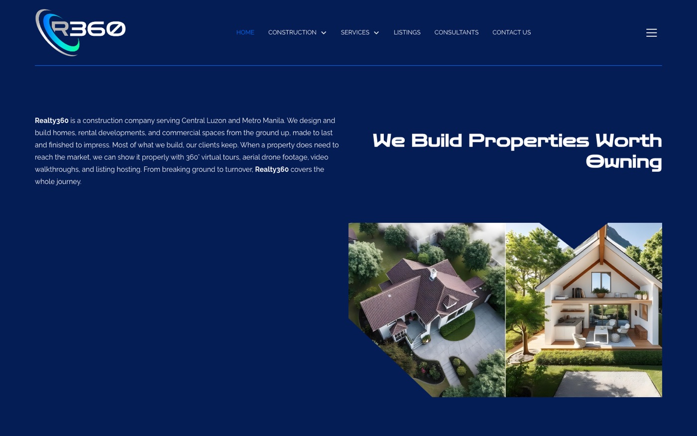 Realty360 website homepage
