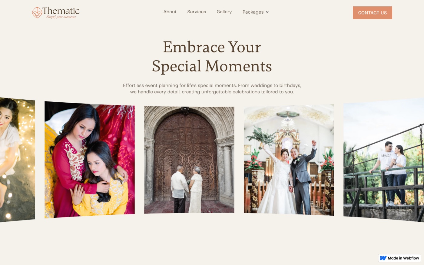 Thematic website homepage